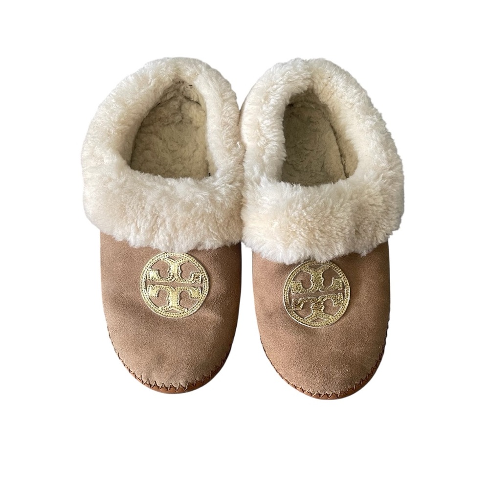 Tory Burch Coley calf leather fur lined tan slipper - 8.5
